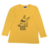 Yellow "Relax" Bunny Print Kids T-Shirt – Full Sleeves