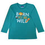 Vibrant teal long-sleeve kids’ t-shirt