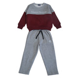 Grey & Maroon Kids Tracksuit