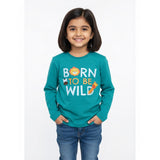 Vibrant teal long-sleeve kids’ t-shirt