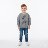 Kids Grey Sweatshirt with Fun Dinosaur Print
